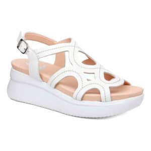 Sandalia Callaghan Lana 29929 en piel blanca con cuña y tecnología Adaptaction.